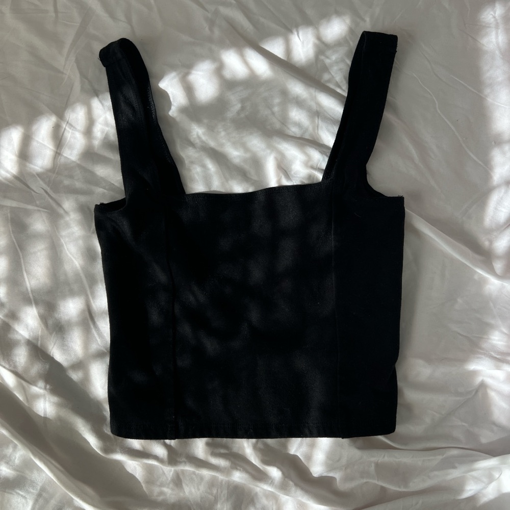 Pacsun Social Tourist black corset style square neck crop top